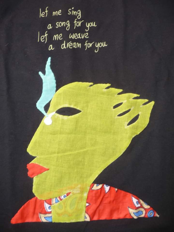 embroidery and appliqué design on t-shirt